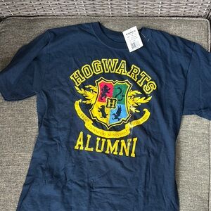 Harry Potter Hogwarts  youth xl Warner Bros Blue and Yellow Hogwarts Alumni Tee